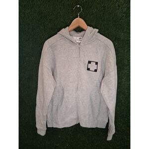 SeaWorld Rescue Hoodie Sweatshirt Gray Full Zip Spellout Logo Men's Size Small